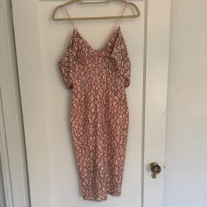 NICHOLAS Pink and Black Lace Midi Dress Size 2